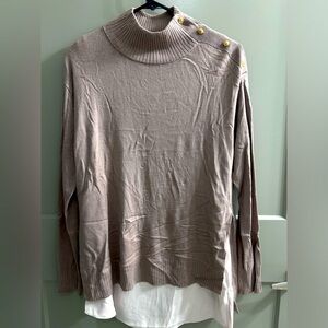 Ann Taylor Mixed Media Shoulder Button Sweater Sz M